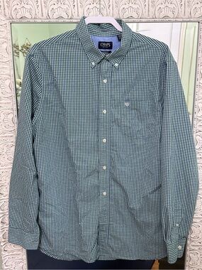 Chaps Green and Blue Gingham Button-Down Shirt
